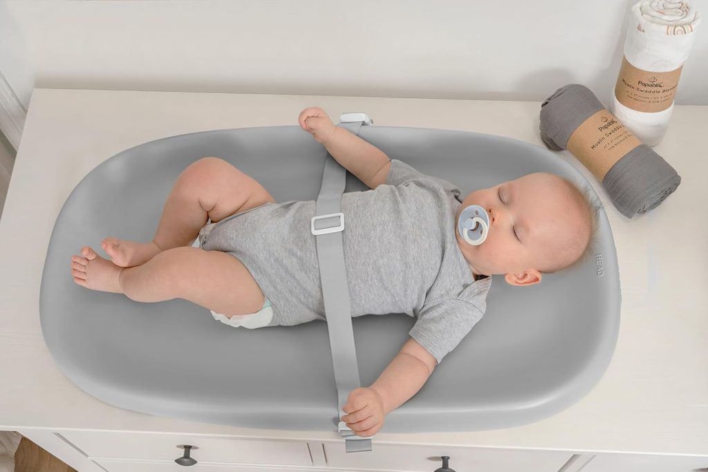 Papablic Baby Changing Pad – Soft Wipeable Diaper Changing Table Mat for Dresser Bed Sofa, Built-in Safety Belt, Non-Slip, Waterproof, Easy to Clean – Gray, Ideal Gift for New Parents Papablic Baby Changing Pad – Soft Wipeable Diaper Changing Table Mat for Dresser Bed Sofa, Built-in Safety Belt, Non-Slip, Waterproof, Easy to Clean – Gray, Ideal Gift for New Parents