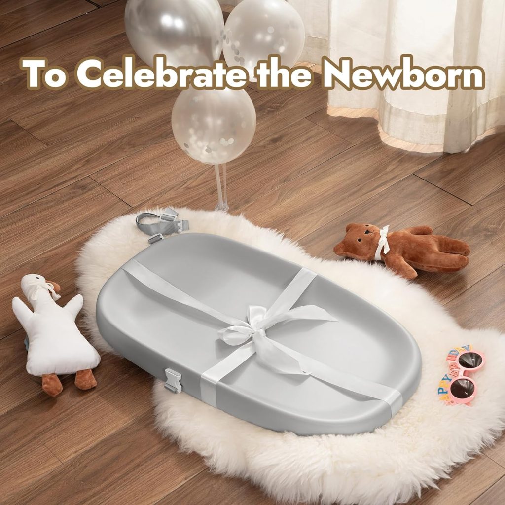Papablic Baby Changing Pad – Soft Wipeable Diaper Changing Table Mat for Dresser Bed Sofa, Built-in Safety Belt, Non-Slip, Waterproof, Easy to Clean – Gray, Ideal Gift for New Parents Papablic Baby Changing Pad – Soft Wipeable Diaper Changing Table Mat for Dresser Bed Sofa, Built-in Safety Belt, Non-Slip, Waterproof, Easy to Clean – Gray, Ideal Gift for New Parents
