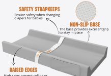 Vegan Leather Baby Changing Pad, Waterproof & Wipeable Soft Diaper Changing Mat 32″ x 16.6″ Comfortable Infant Changing Station for Dresser & Table
