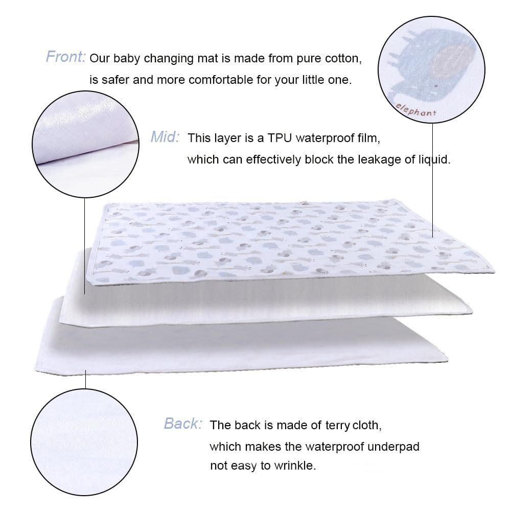 Baby Diaper Changing Pad Liners(22X27.5 inches) Soft Cotton Waterproof Changing Pad for Baby Underpads Mattress Mat Sheet Protector Portable Reusable Urine Mats for Travel Gear Pack of 3 Baby Diaper Changing Pad Liners(22X27.5 inches) Soft Cotton Waterproof Changing Pad for Baby Underpads Mattress Mat Sheet Protector Portable Reusable Urine Mats for Travel Gear Pack of 3