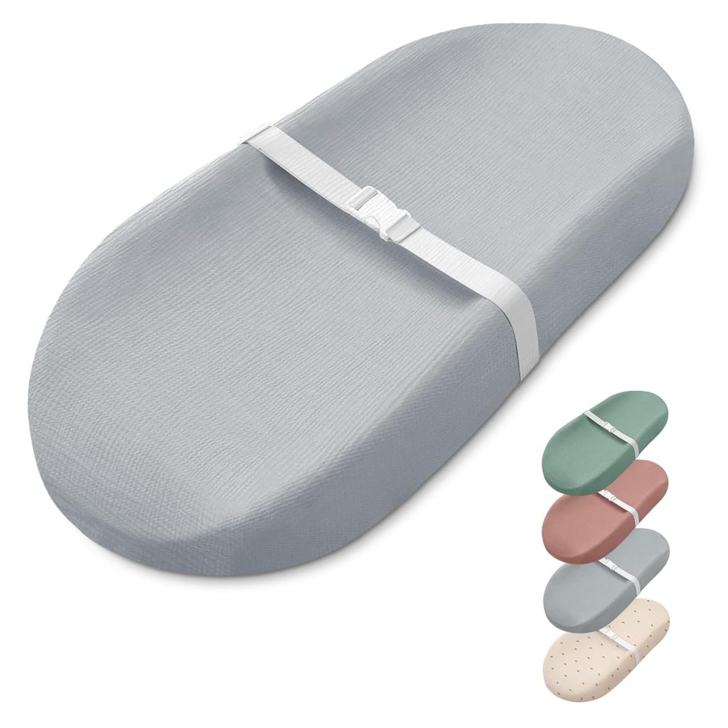 Blissful Diary Muslin Baby Changing Pad with Waterproof Lining Foam, Diaper Changing Table Pad with Cover for Dressers (Gray, Avocado) Blissful Diary Muslin Baby Changing Pad with Waterproof Lining Foam, Diaper Changing Table Pad with Cover for Dressers (Gray, Avocado)