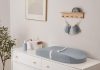 Blissful Diary Muslin Baby Changing Pad with Waterproof Lining Foam, Diaper Changing Table Pad with Cover for Dressers (Gray, Avocado)