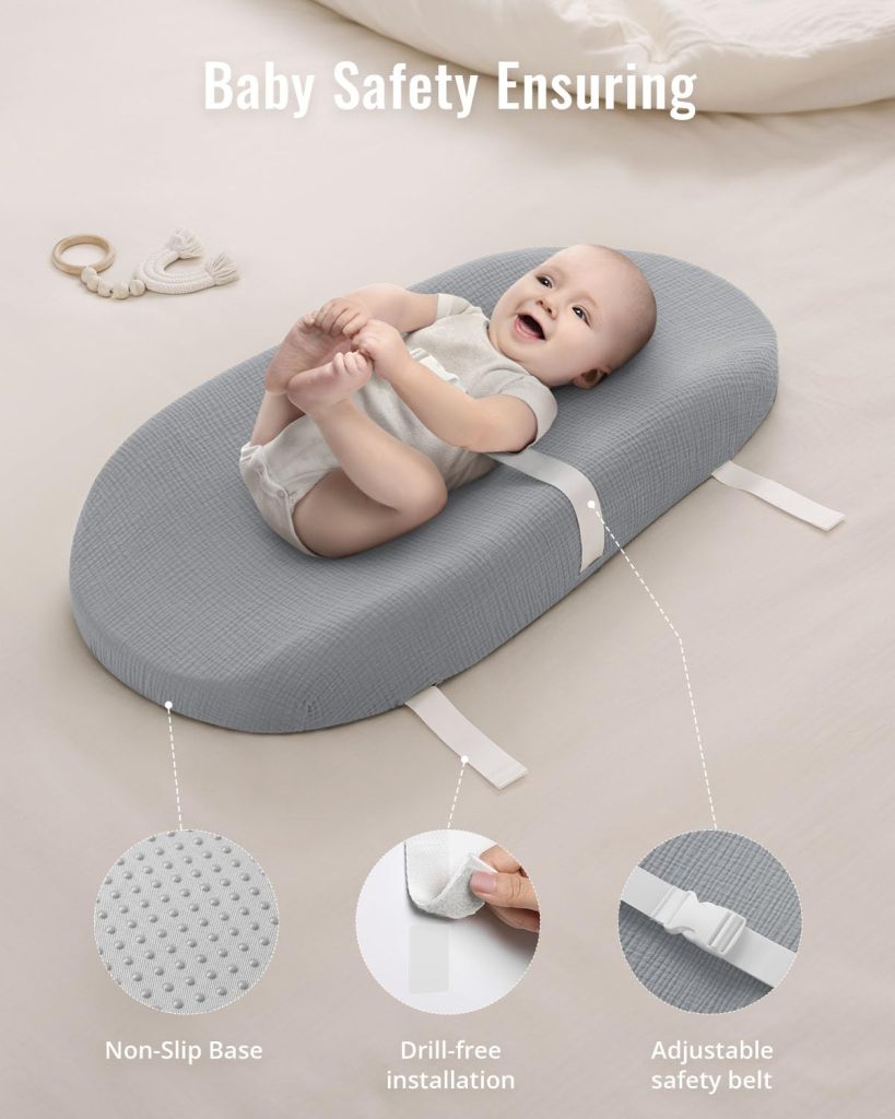 Blissful Diary Muslin Baby Changing Pad with Waterproof Lining Foam, Diaper Changing Table Pad with Cover for Dressers (Gray, Avocado) Blissful Diary Muslin Baby Changing Pad with Waterproof Lining Foam, Diaper Changing Table Pad with Cover for Dressers (Gray, Avocado)