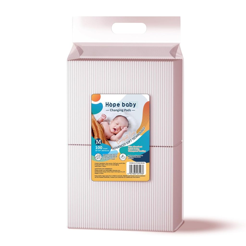 JUS COOL Baby Disposable Changing Pads, 18”x 24”(100 Count) Underpads Portable Diaper Changing Pads, Soft Bed Pads Ultra Absorbent and Waterproof JUS COOL Baby Disposable Changing Pads, 18”x 24”(100 Count) Underpads Portable Diaper Changing Pads, Soft Bed Pads Ultra Absorbent and Waterproof