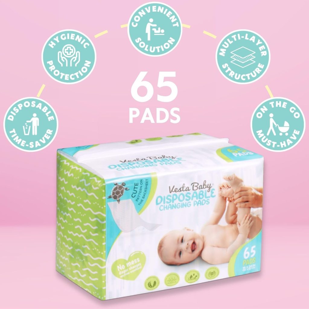 Vesta Baby Disposable Changing Pads - Soft Absorbent Leak Proof Pee Mats - White Portable Diaper Change Underpads for Bed Table Protection - x Waterproof Liners Vesta Baby Disposable Changing Pads - Soft Absorbent Leak Proof Pee Mats - White Portable Diaper Change Underpads for Bed Table Protection - x Waterproof Liners