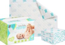 Vesta Baby 65 Disposable Changing Pads – Soft Absorbent Leak Proof Pee Mats – White Portable Diaper Change Underpads for Bed & Table Protection – 15″ x 20″ Waterproof Liners