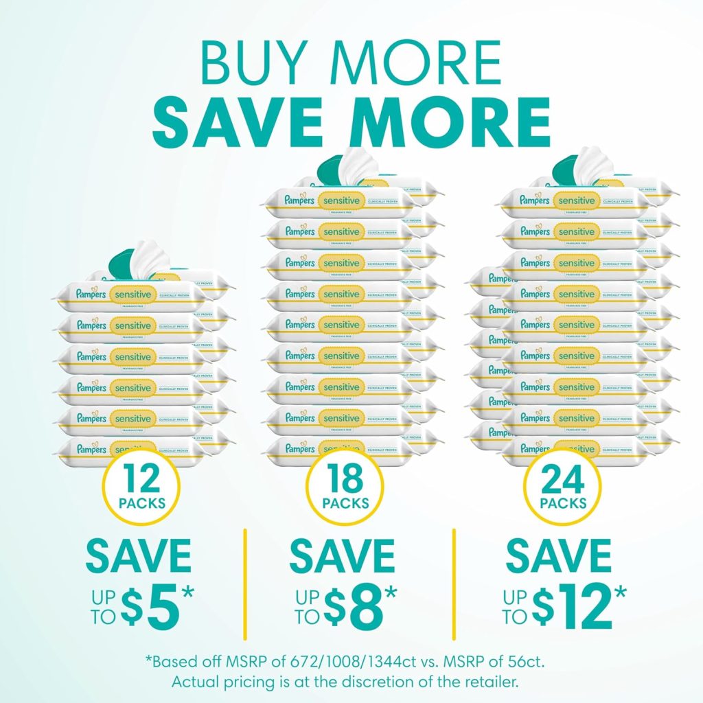 Pampers Sensitive Baby Wipes, Clinically Proven, Fragrance Free, Unscented, Water Based, Hypoallergenic Baby Wipes, Multi-Use Wipe, Hand Wipe Total (6X Flip-Top Packs) Pampers Sensitive Baby Wipes, Clinically Proven, Fragrance Free, Unscented, Water Based, Hypoallergenic Baby Wipes, Multi-Use Wipe, Hand Wipe Total (6X Flip-Top Packs)